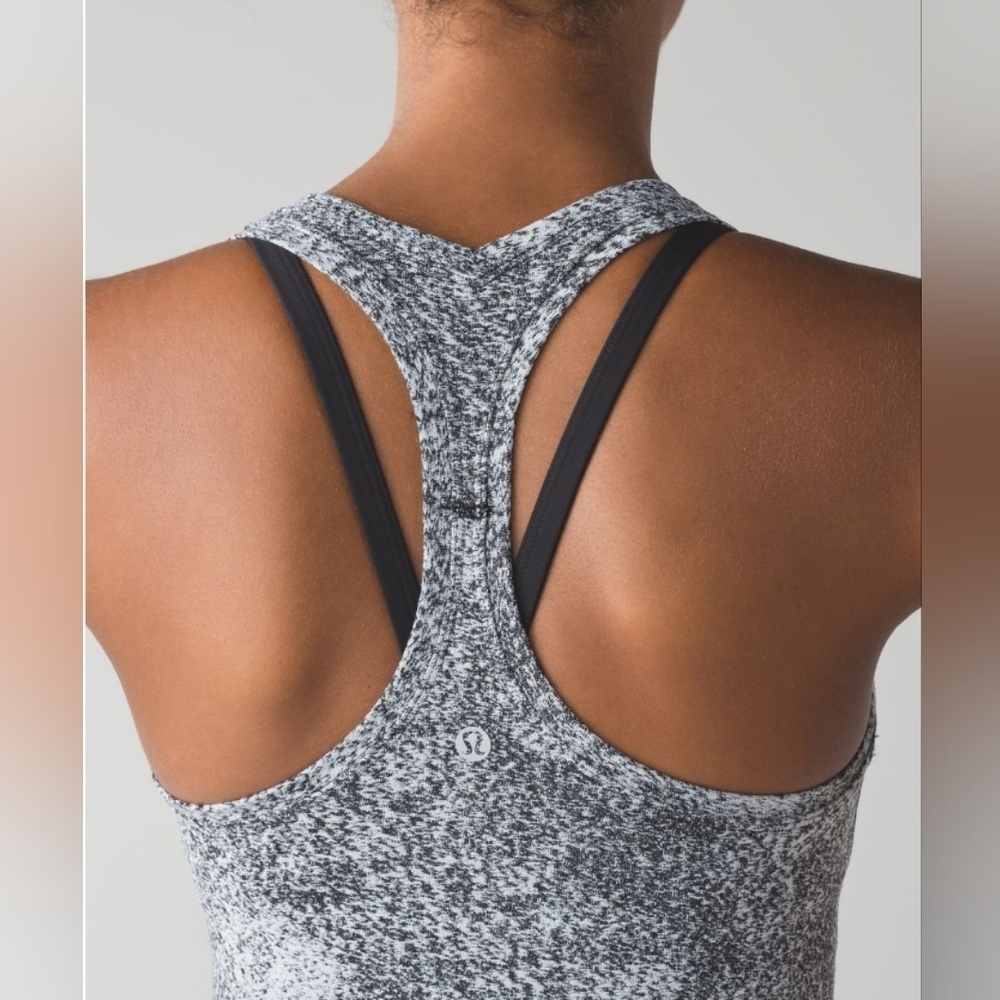 Lululemon Cool Racerback II Luon Spray Jacquard White Black Size 4 - Picture 3 of 7